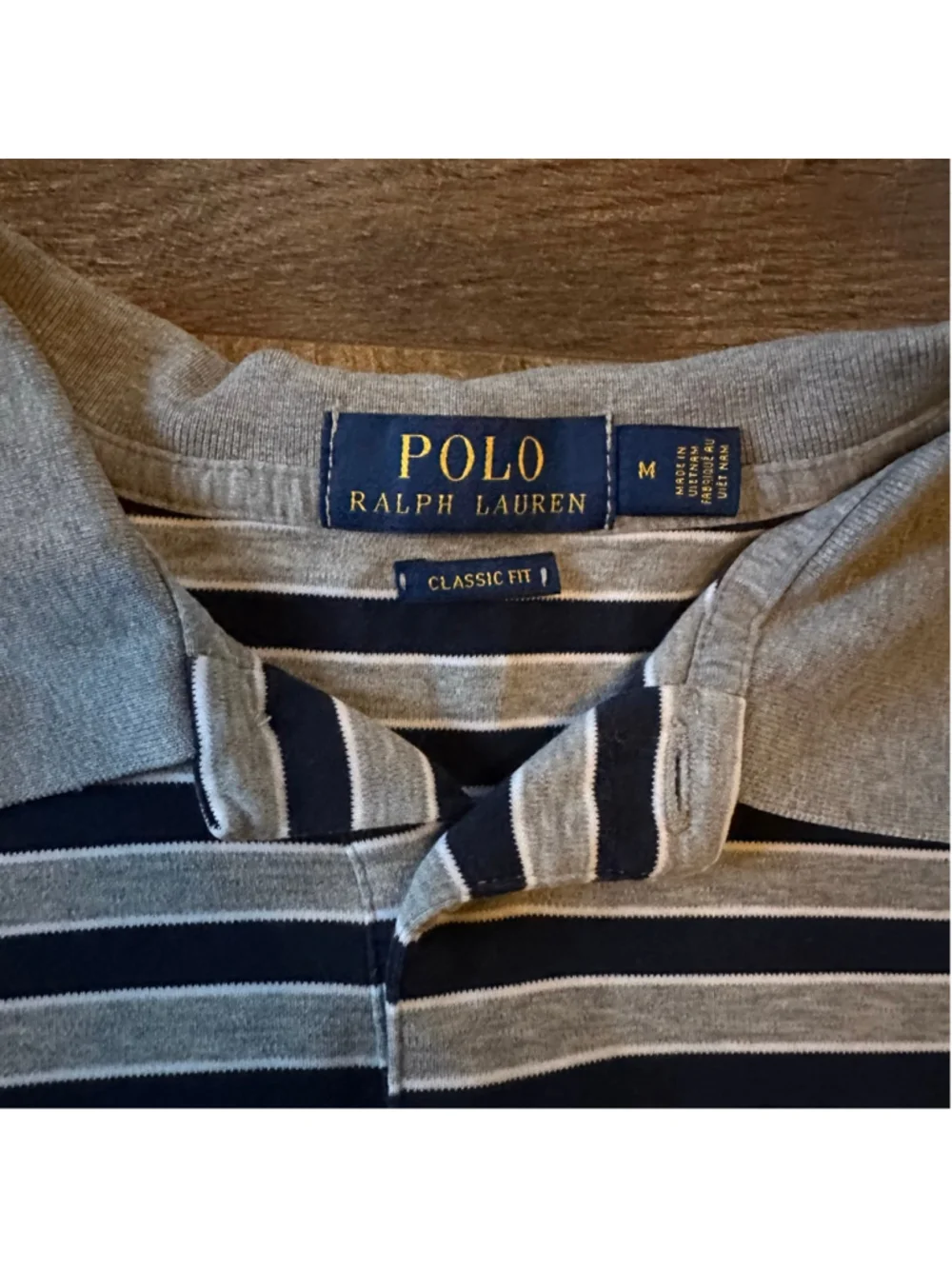 Men's Polo Ralph Lauren Polo M Navy Gray Striped Classic Fit Summer